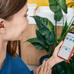 Woman with hearing loss uses app